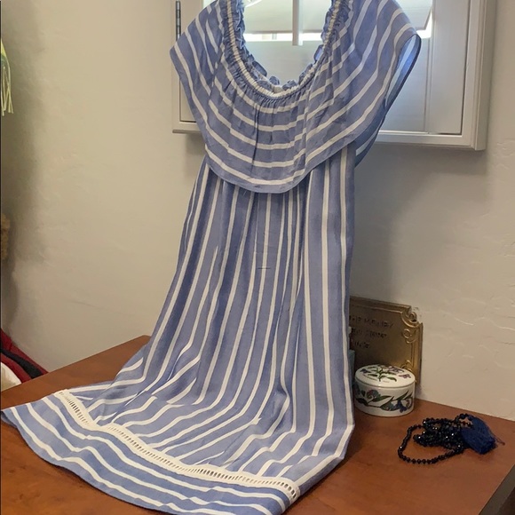 Max Studio - Summer Themed Blue White Dress - Picture 8 of 8